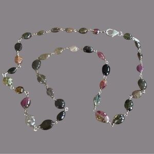 Rarities Carol Brodie Sterling Silver Multi Color TOURMALINE Necklace 18" NEW